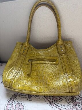 Vintage Sag Harbor Lime Green Shoulder Bag Faux Leather Y2K